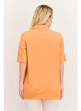 Greg Norman Women Sportswear Fit Stripe Short Sleeves Outdoor Polo, Orange  - Image 3