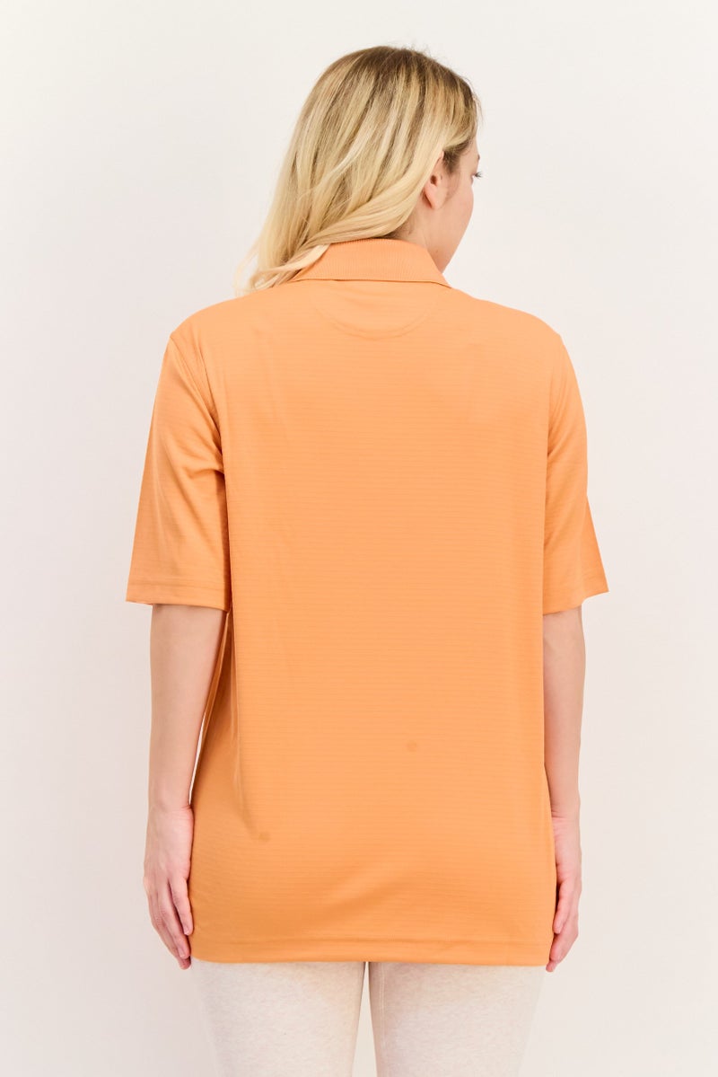 Greg Norman ملابس رياضية نسائية بأكمام قصيرة مخططة، خارجية، برتقالي - Image 3