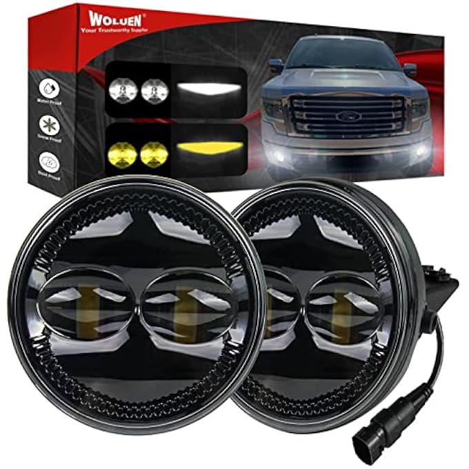 ريحني مصابيح ضباب LED ثنائية اللون مُحسّنة لسيارات فورد F150 موديلات 2006-2014، فورد رينجر موديلات 2008-2011، فورد إكسبيديشن موديلات 2007-2014، مصابيح ضباب للسائق والراكب - Image 1