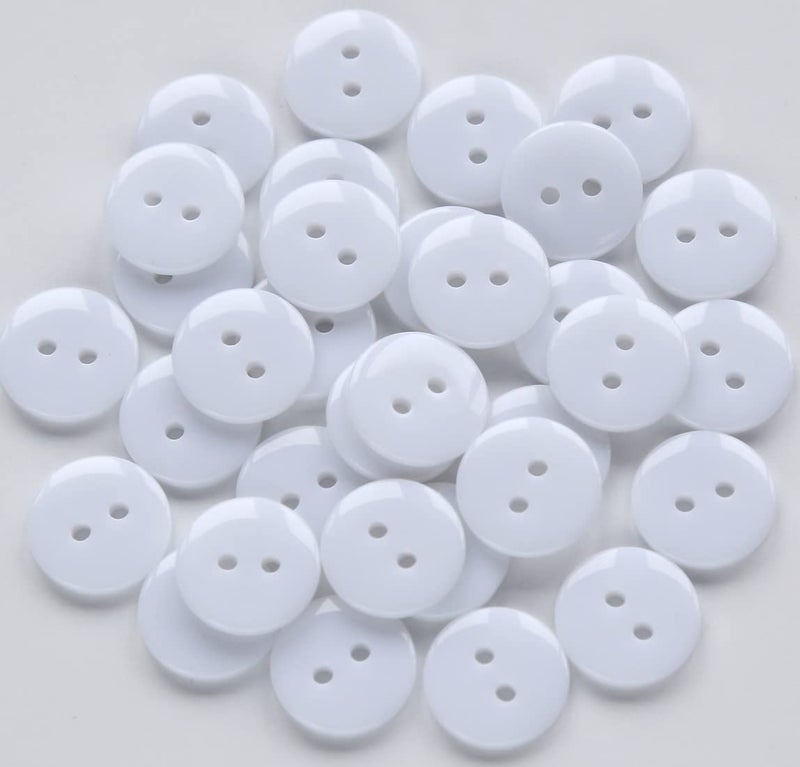 GANSSIA GANSSIA 200pcs 58 Inch15mm White Buttons 2 Holes Resin Button for Sewing Clothing OR DIY Crafts 