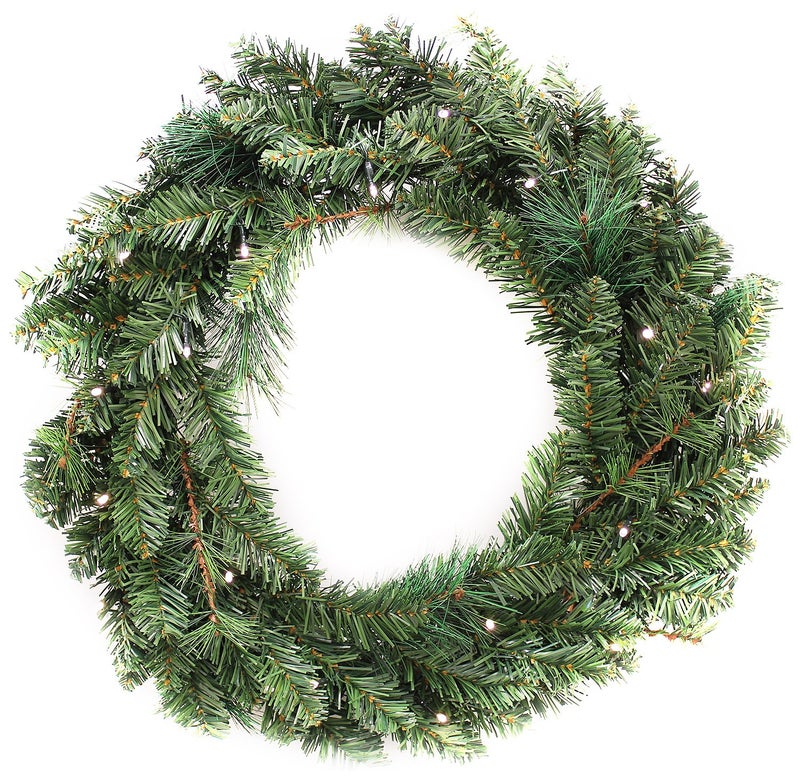 إكليل عيد الميلاد المضيء من WeRChristmas مزين بـ 20 ضوء LED دافئ أبيض 60 سم أخضر