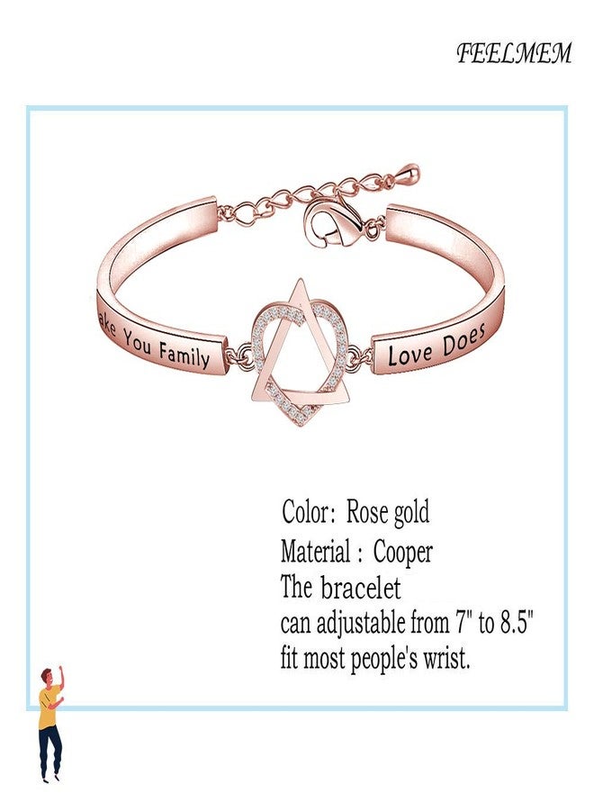 FEELMEM Adoption Jewelry Adoption Symbol Heart Triangle Charm Bracelet DNA Doesn't Make You Family Love Does Adoption Jewelry Gift for Stepmom Foster Mom (rose gold) - Image 2