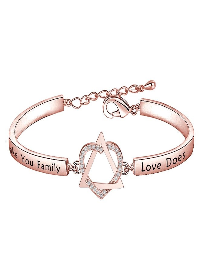 FEELMEM Adoption Jewelry Adoption Symbol Heart Triangle Charm Bracelet DNA Doesn't Make You Family Love Does Adoption Jewelry Gift for Stepmom Foster Mom (rose gold) - Image 1