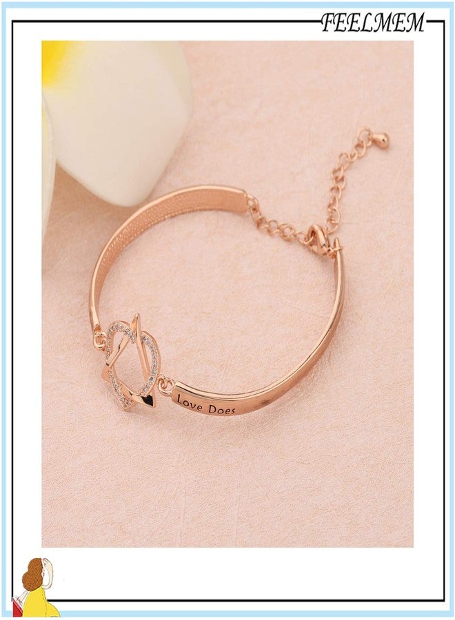 FEELMEM Adoption Jewelry Adoption Symbol Heart Triangle Charm Bracelet DNA Doesn't Make You Family Love Does Adoption Jewelry Gift for Stepmom Foster Mom (rose gold) - Image 3