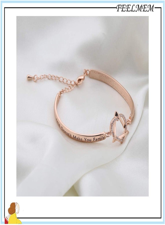 FEELMEM Adoption Jewelry Adoption Symbol Heart Triangle Charm Bracelet DNA Doesn't Make You Family Love Does Adoption Jewelry Gift for Stepmom Foster Mom (rose gold) - Image 5