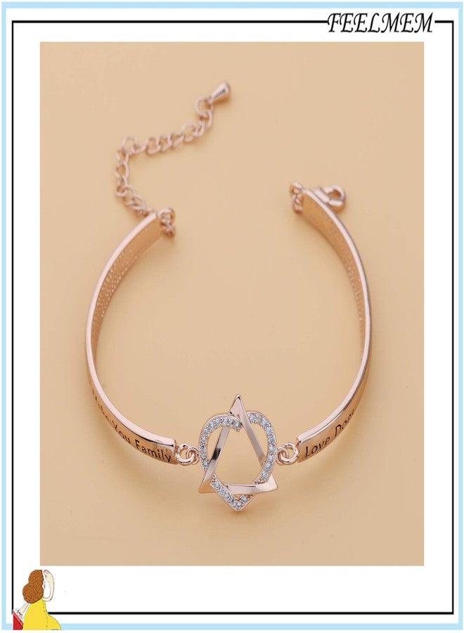 FEELMEM Adoption Jewelry Adoption Symbol Heart Triangle Charm Bracelet DNA Doesn't Make You Family Love Does Adoption Jewelry Gift for Stepmom Foster Mom (rose gold) - Image 4
