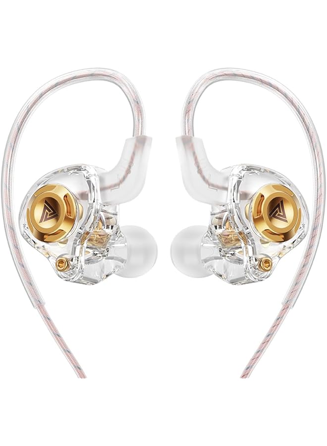 QKZ Wired Gaming Earbuds in-Ear Headphones HiFi Game Head Phones in Ear Monitors Deep Bass Sound Wired-Earbuds with 1DD 10mm Dynamic Driver Inear Earphones IEM for Music Gaming Video Calling (White) - Image 1