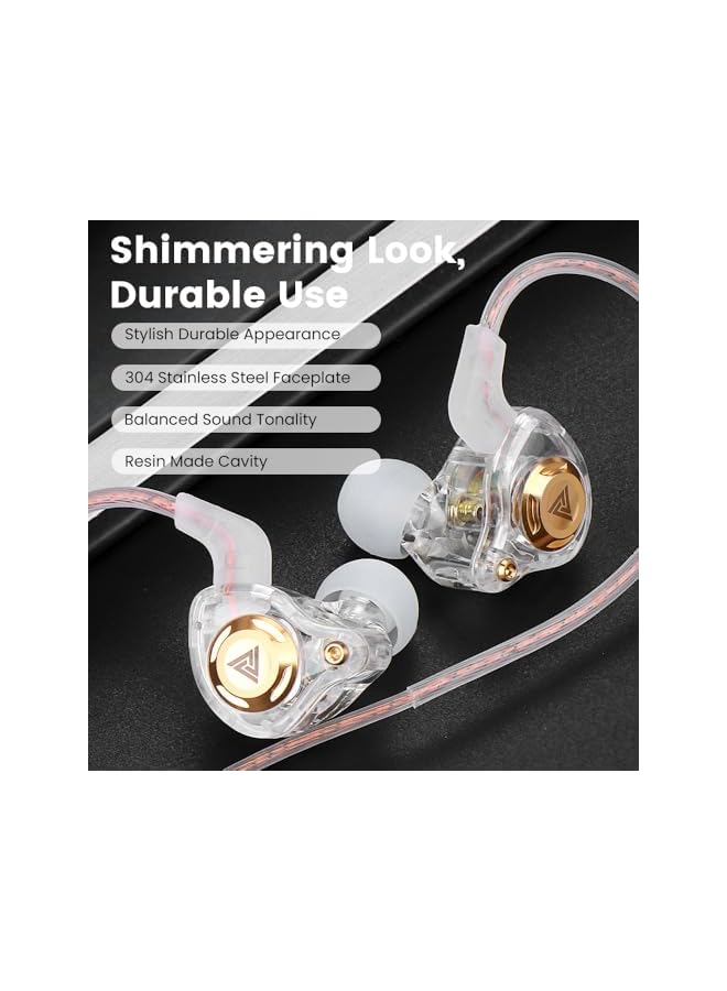 QKZ Wired Gaming Earbuds in-Ear Headphones HiFi Game Head Phones in Ear Monitors Deep Bass Sound Wired-Earbuds with 1DD 10mm Dynamic Driver Inear Earphones IEM for Music Gaming Video Calling (White) - Image 5