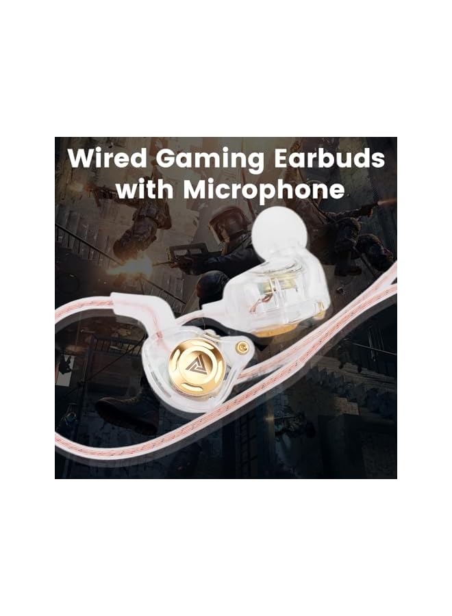 QKZ Wired Gaming Earbuds in-Ear Headphones HiFi Game Head Phones in Ear Monitors Deep Bass Sound Wired-Earbuds with 1DD 10mm Dynamic Driver Inear Earphones IEM for Music Gaming Video Calling (White) - Image 3