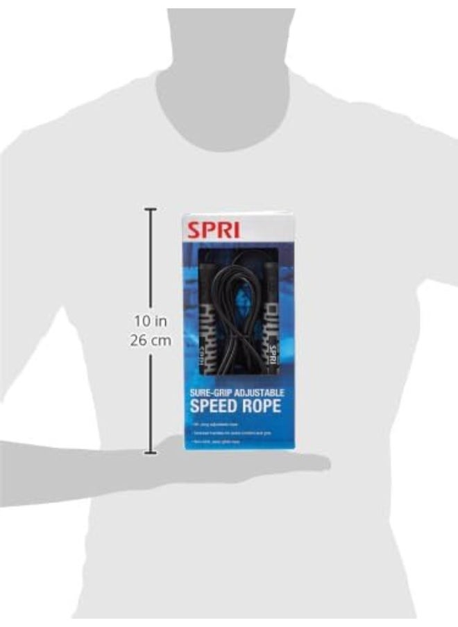 SPRI Sure‑Grip Adjustable Speed Rope – 9 ft Kink‑Free Jump Rope with Sure‑Grip Foam Handles