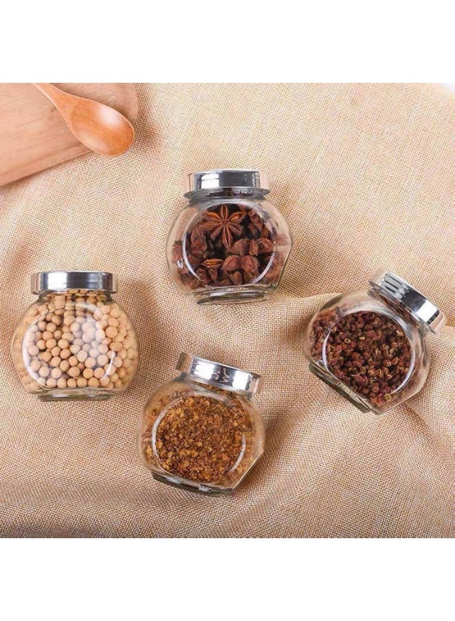 NAMA 4 Piece Glass Spice Jars for Kitchen with Airtight Lid - 4 Piece Spice and Seasoning Set - Glass Spice Jar Set - Tall Glass Storage Container Set for Spices and Pulses - Transparent Airtight Spice Jars for Kitchen, Sugar, Coffee - 4 Pieces Topless Jars and Salt for Kitchen Food Storage, Tea, Coffee, Sugar, and Salt - Image 1
