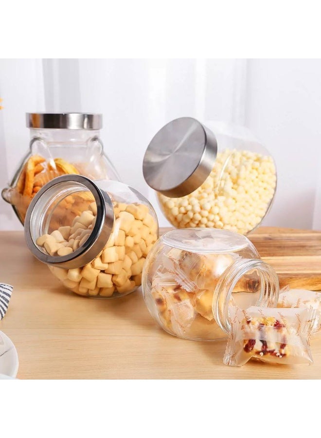 NAMA 4 Piece Glass Spice Jars for Kitchen with Airtight Lid - 4 Piece Spice and Seasoning Set - Glass Spice Jar Set - Tall Glass Storage Container Set for Spices and Pulses - Transparent Airtight Spice Jars for Kitchen, Sugar, Coffee - 4 Pieces Topless Jars and Salt for Kitchen Food Storage, Tea, Coffee, Sugar, and Salt - Image 4