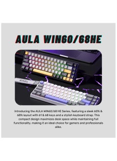 AULA Aula WIN60 HE Magnetic Keyboard – 8000Hz Polling, RGB Lighting, Adjustable Actuation, Hall Effect, Rapid Trigger, Multi-Tap  - Image 3