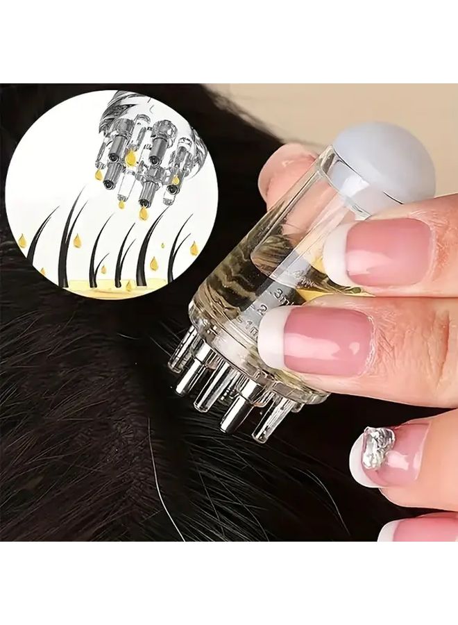مشط تدليك فروة الرأس الأبيض المحمول مع أسطوانة تدليك ومُنشط نمو الشعر وapplicator الزيوت العطرية - Image 2