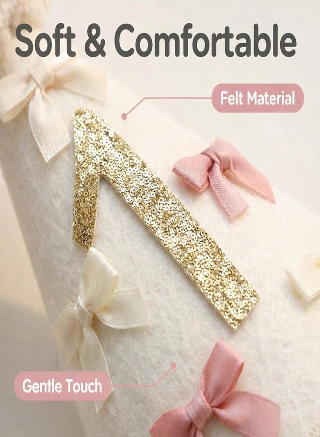 UreverFins Boho 1/2 Birthday Girl Hat & “1/2 Way to One” Cake Topper Set, Bow Half Baby Crown 6-Month Birthday Party Supplies, Half Birthday Decorations for Girl Outfit, Cake Smash Photo Props & Gifts - Image 4