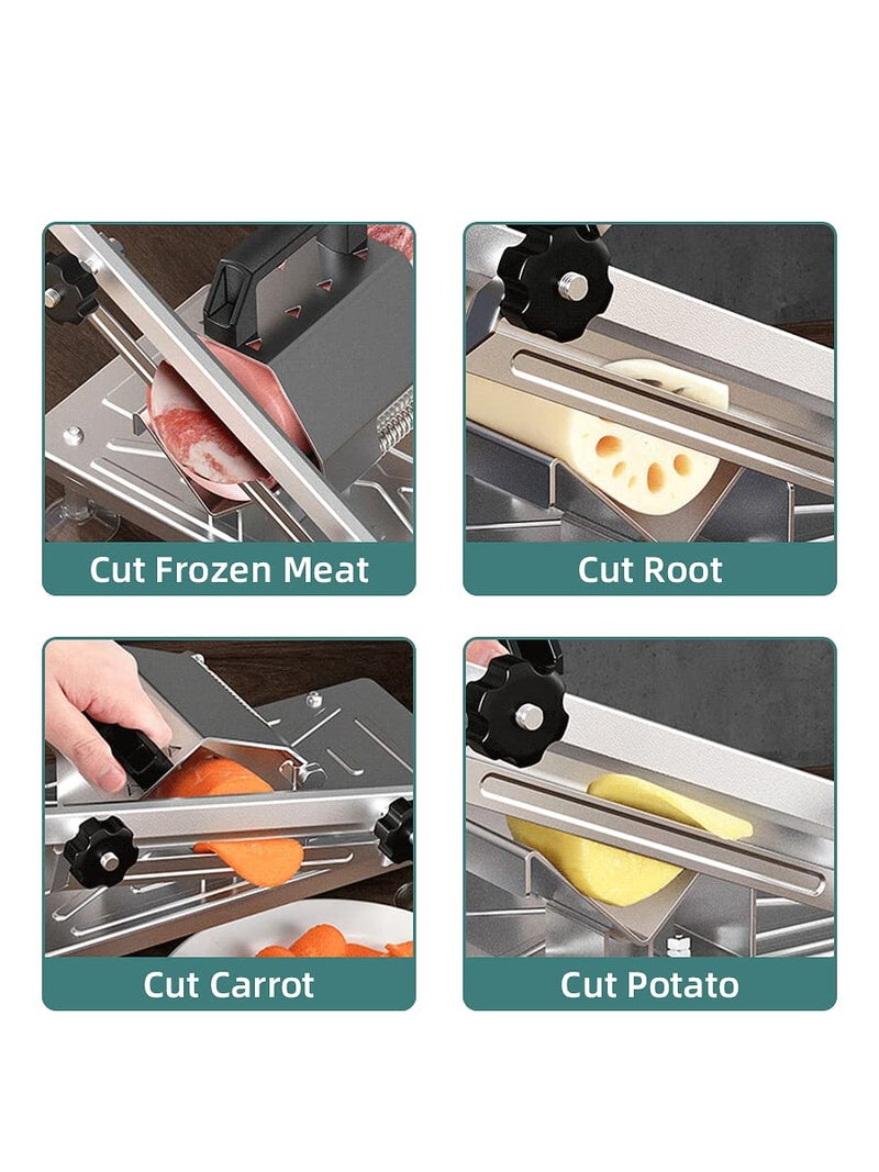 Koconic Stainless Steel Food Slicer,Manual Frozen Meat Slicer Beef and Mutton Roll Meat Cleavers Machine for Home Cooking of BBQ Hot Pot - Image 4