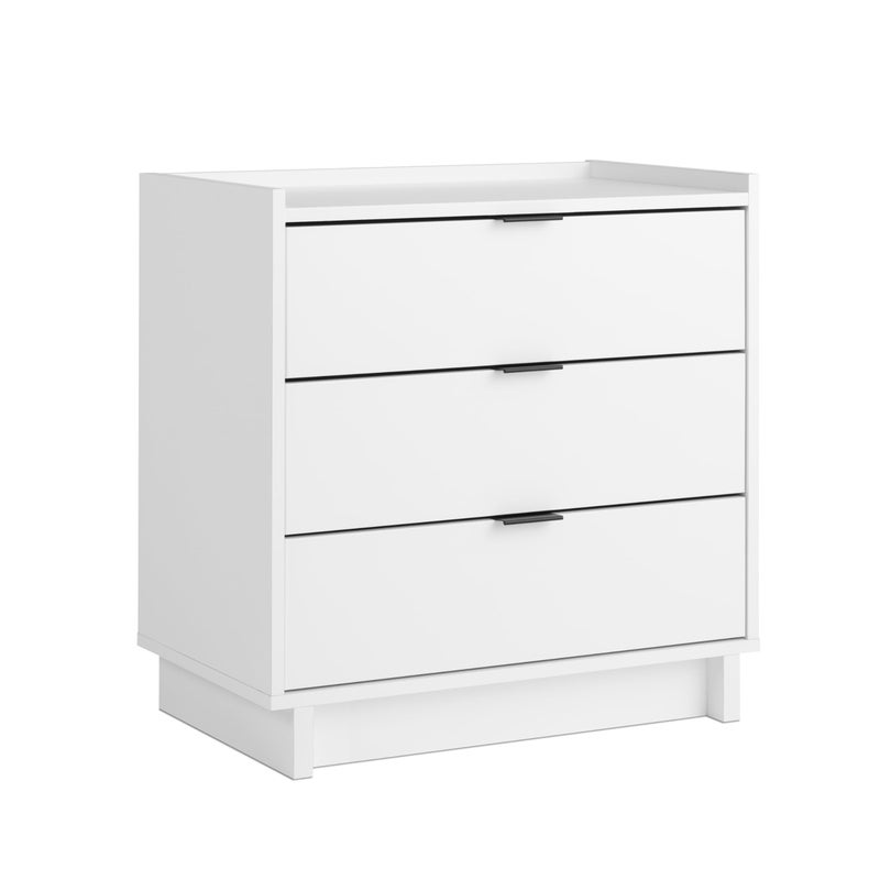 Prepac Simply Modern Nightstand Bedside Table White Nightstand for Bedroom End Table with 3 Drawers 265 W x 2675 H x 16 D