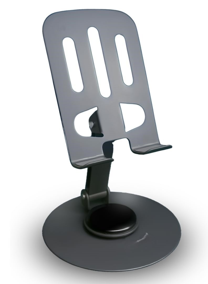 Mobile Stand For Table Made By Aluminium Metal Tablet Stand Table Top 360° Rotational And Foldable. Charging Point Compatible - Image 1