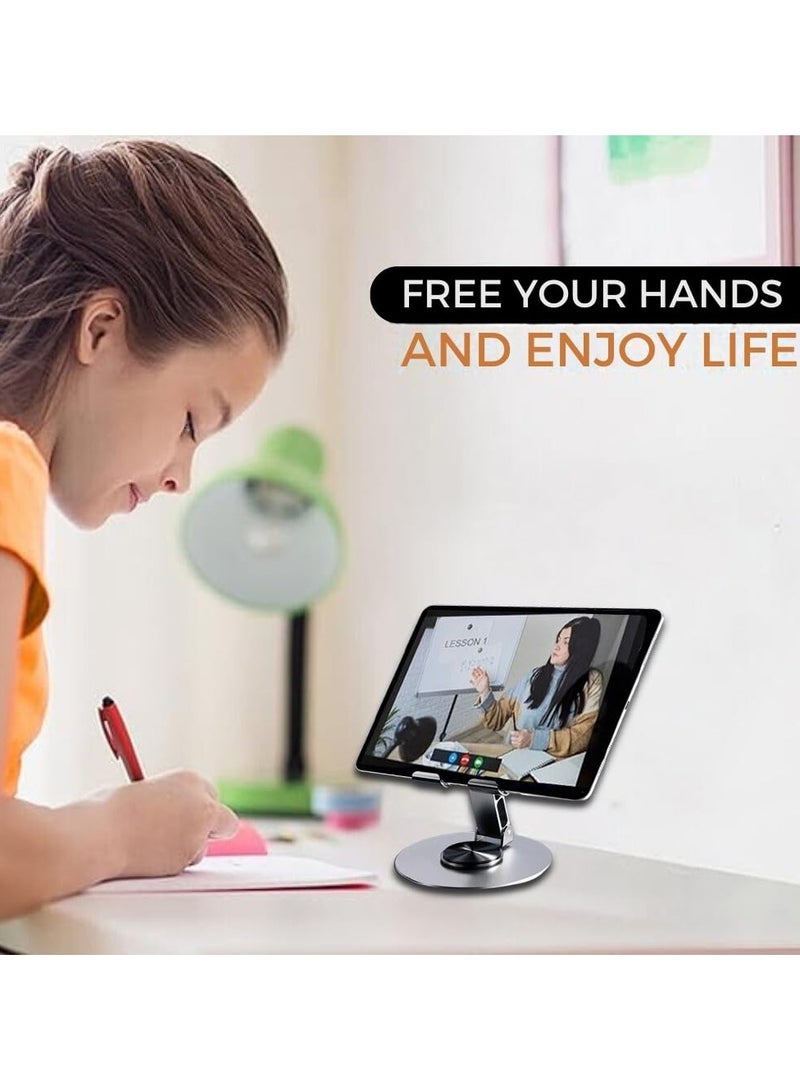 Mobile Stand For Table Made By Aluminium Metal Tablet Stand Table Top 360° Rotational And Foldable. Charging Point Compatible - Image 2