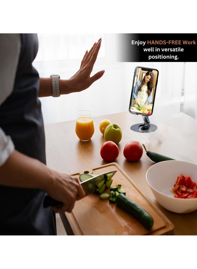 Mobile Stand For Table Made By Aluminium Metal Tablet Stand Table Top 360° Rotational And Foldable. Charging Point Compatible - Image 3
