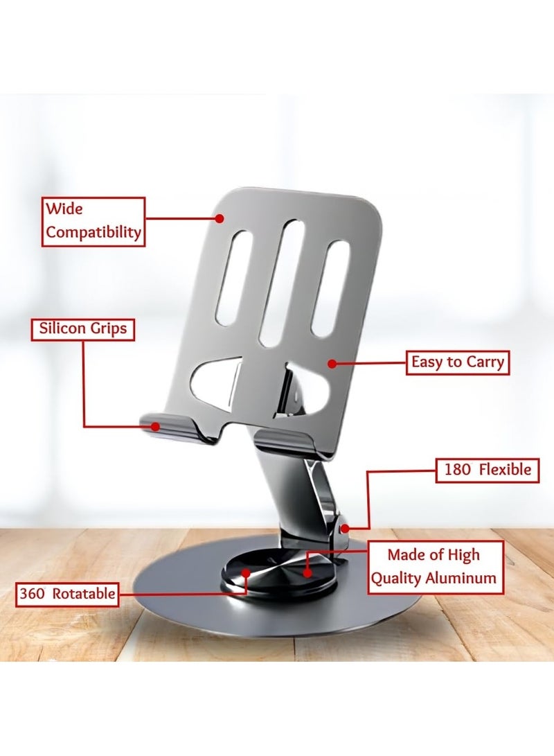 Mobile Stand For Table Made By Aluminium Metal Tablet Stand Table Top 360° Rotational And Foldable. Charging Point Compatible - Image 5