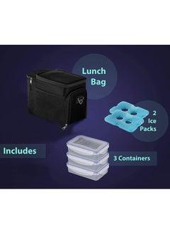 SINCO Lunch Bag Insulated Cooler Lunch Box 3 Compartment, Strong SBS Zippers Includes 3 Meal Prep Lunch box Containers and 2 Ice Packs  - Image 5