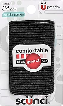Scunci NoDamage Small Elastics Black 34Count per pack 1Pack - Image 1