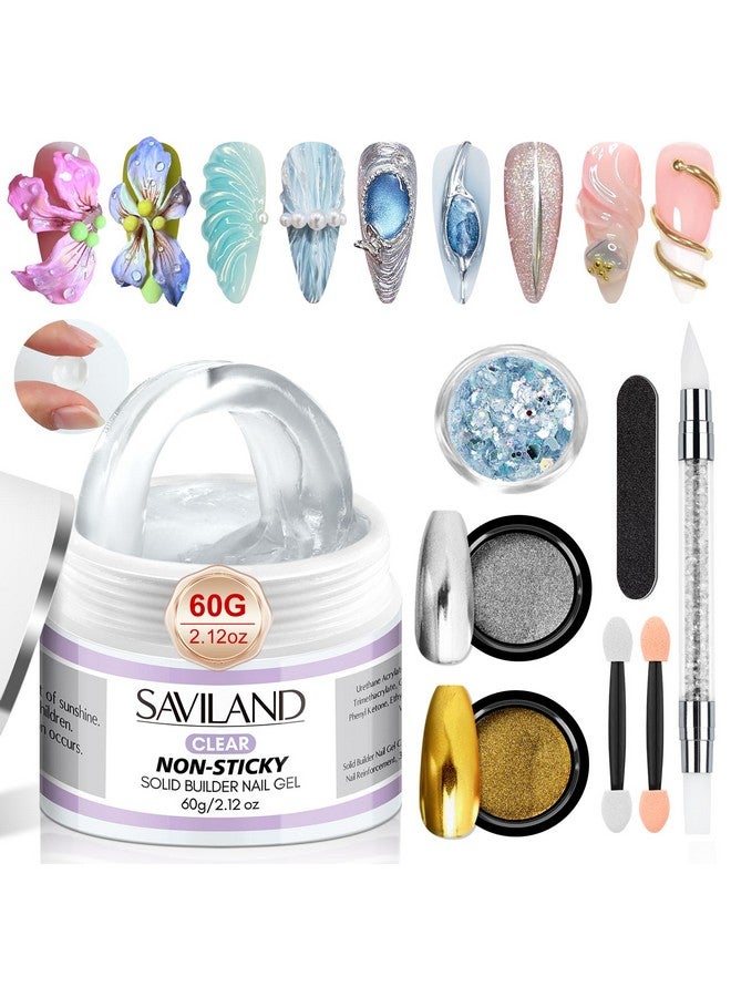 سافي لاند جل بناء أظافر SAVILAND صلب - 60 جرام، سعة كبيرة، جل ثلاثي الأبعاد، جل نحت للأظافر، غير لاصق، جل صلب لليدين، جل نحت، غراء أظافر، جل تمديد مع ترتر، مسحوق أظافر كروم، صالون منزلي - Image 1