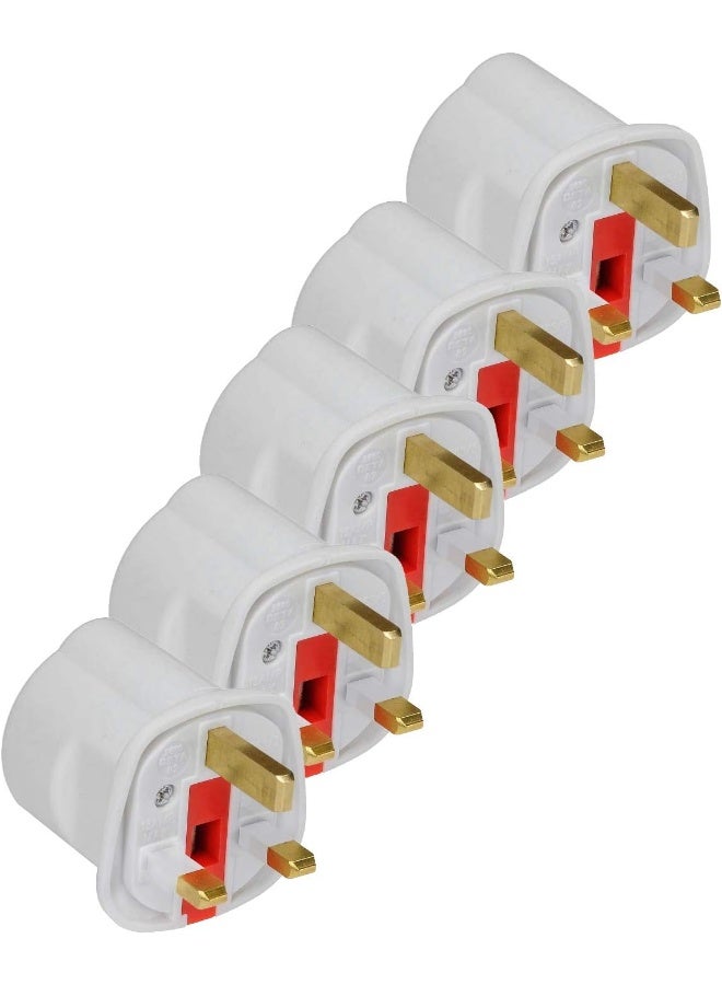 Royal Apex Eu To Uk Plugs Adapter British Plug To Eu Schuko Female Plugs Power Converter 2 Pin Socket Eu To Uk Travel Adapter 13A 250V Bs1362 Fused Pack Of 5 Pcs  - Image 1