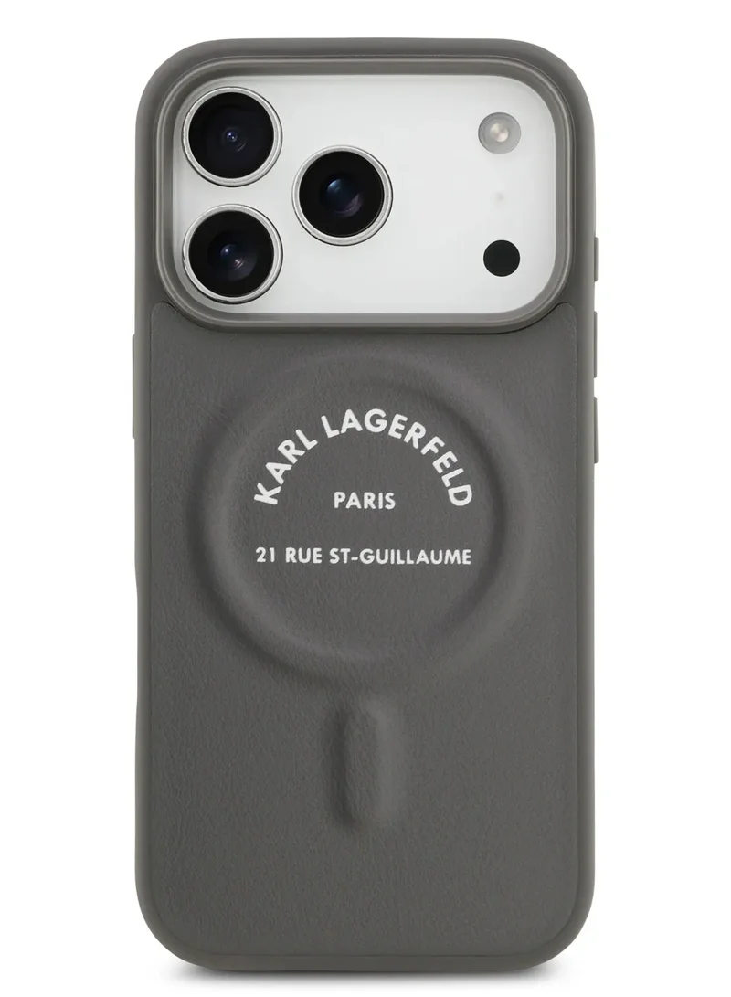 Karl Lagerfeld iPhone 17 Pro Max MagSafe Case PU With Karl RSG Logo Buttons / Easy Snap-On / Slim Profile / Lightweight / Back Cover - Gray