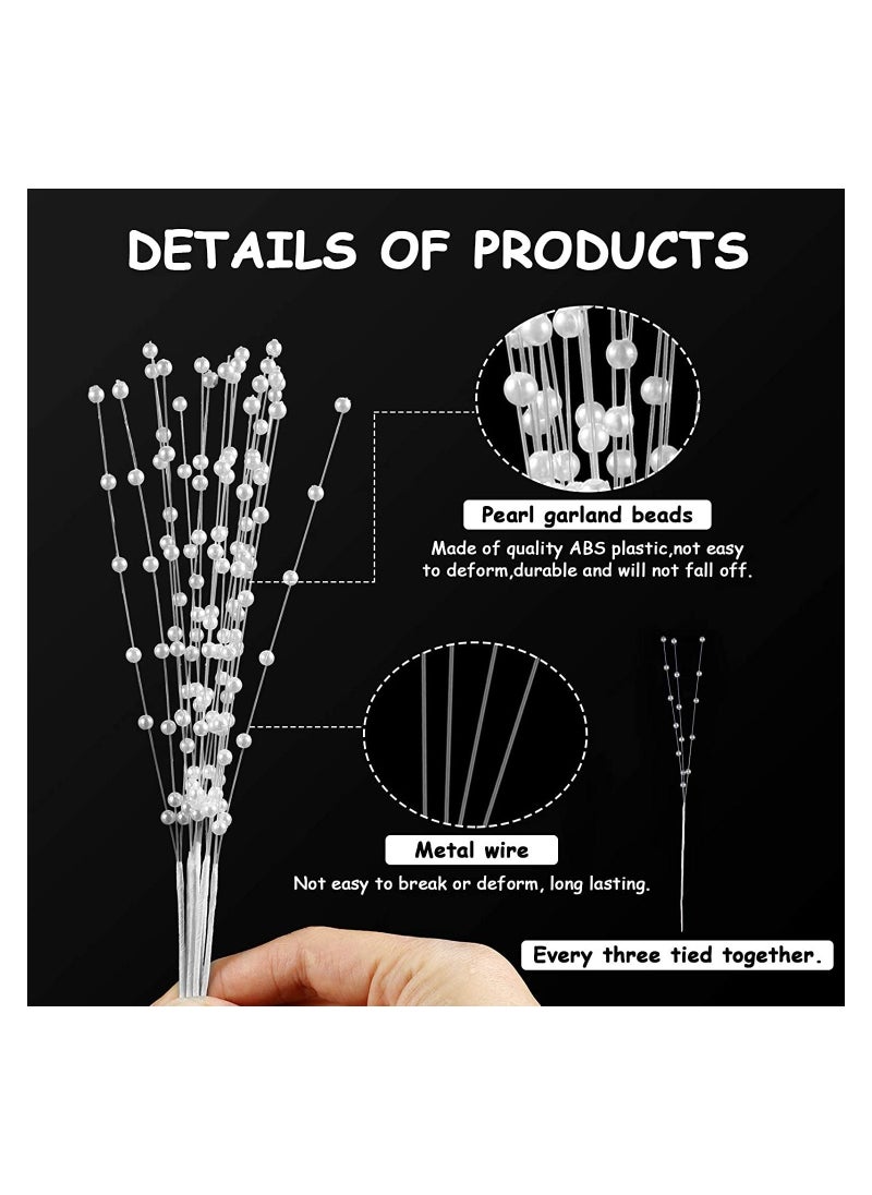 SYOSI - Beaded Trim String Pearl Stick Pearl Garland Beads Wreath Wedding Pearl Bridal Bouquet Party Decor Beaded Strand for Wedding Party Table Decor Crafts DIY Accessories 200 Pieces - Image 1