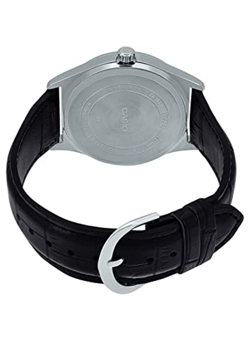 كاسيو Men's Leather Analog Quartz Watch MTP-V006L-7BUDF - 38 mm - Black - Image 2