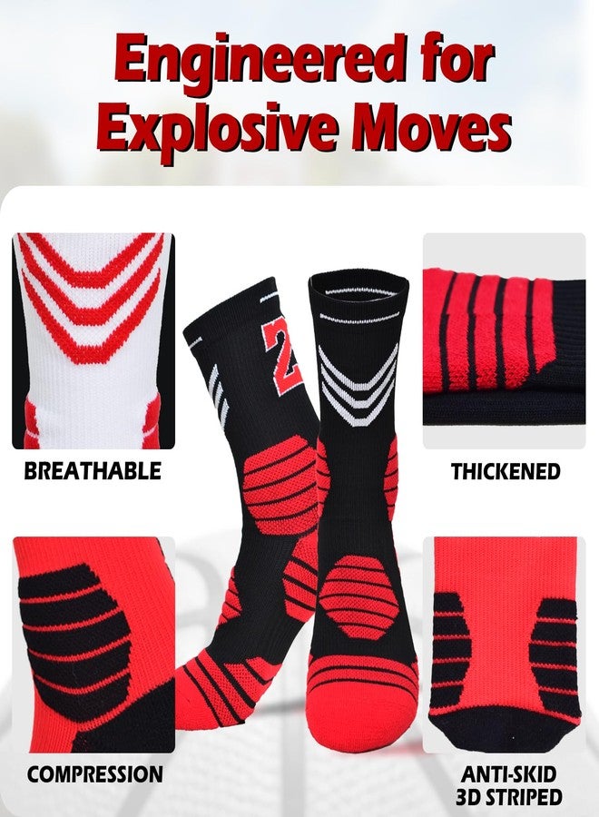 Popuid 3 Pairs Basketball Crew Socks, 23 Mens Athletic Sock with Shoelace Bracelets, League Team Sports-Star-Fans Gift (Set 1) - Image 5