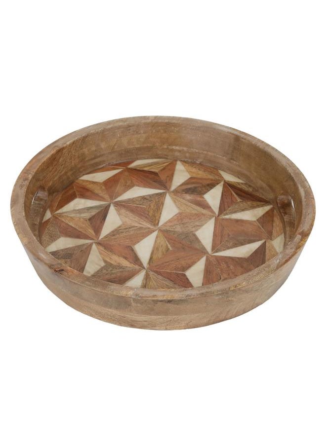 Alsaif Wooden Serving Tofir 29 X 29 X 5 Cm Round Small Brown  - Image 1