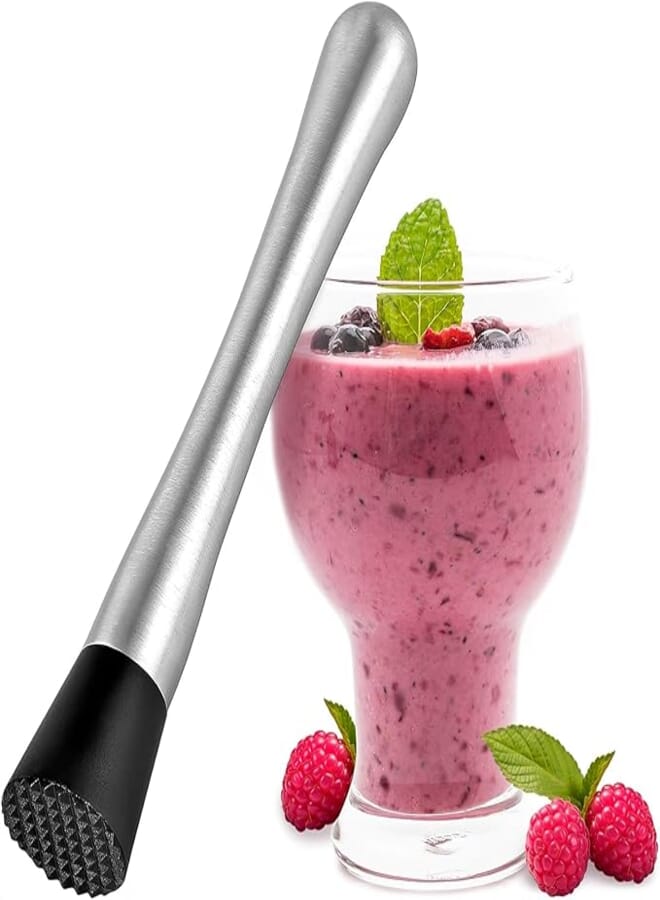 Ramkuwar 9 Inches Professional Muddler for Cocktail Drink Stainless Steel Muddler Cocktail Kit Ice Crusher Bartender Kit for Home Bar Fruit Crusher for Mojito (Muddler_1Piece)