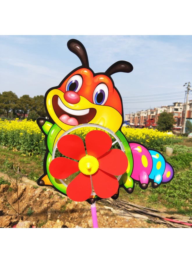 Children's Cartoon Big Windmill Toy Outdoor Large Thickened Tear Unbreakable Thickened Plastic Decoration Activity Stall-Color:Zodiac Windmill (Caterpillar) - Image 1