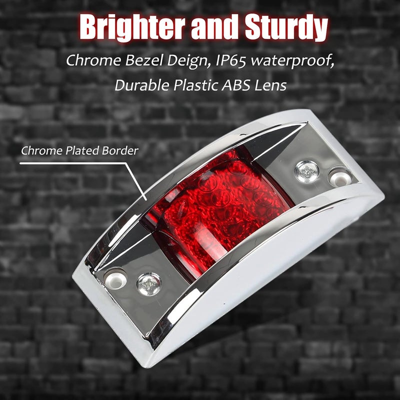 LiLoom 4 Pcs Trailer Side Marker Light, Chrome Armored 12 LED Rectangle Trailer Clearance Light for Truck, Trailers, Golf Cart (2 Amber + 2 Red) - Image 3