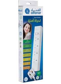 alfanar 4-socket cord extension, 13 amp, white, 5 meters, white, 5 metres  - Image 1