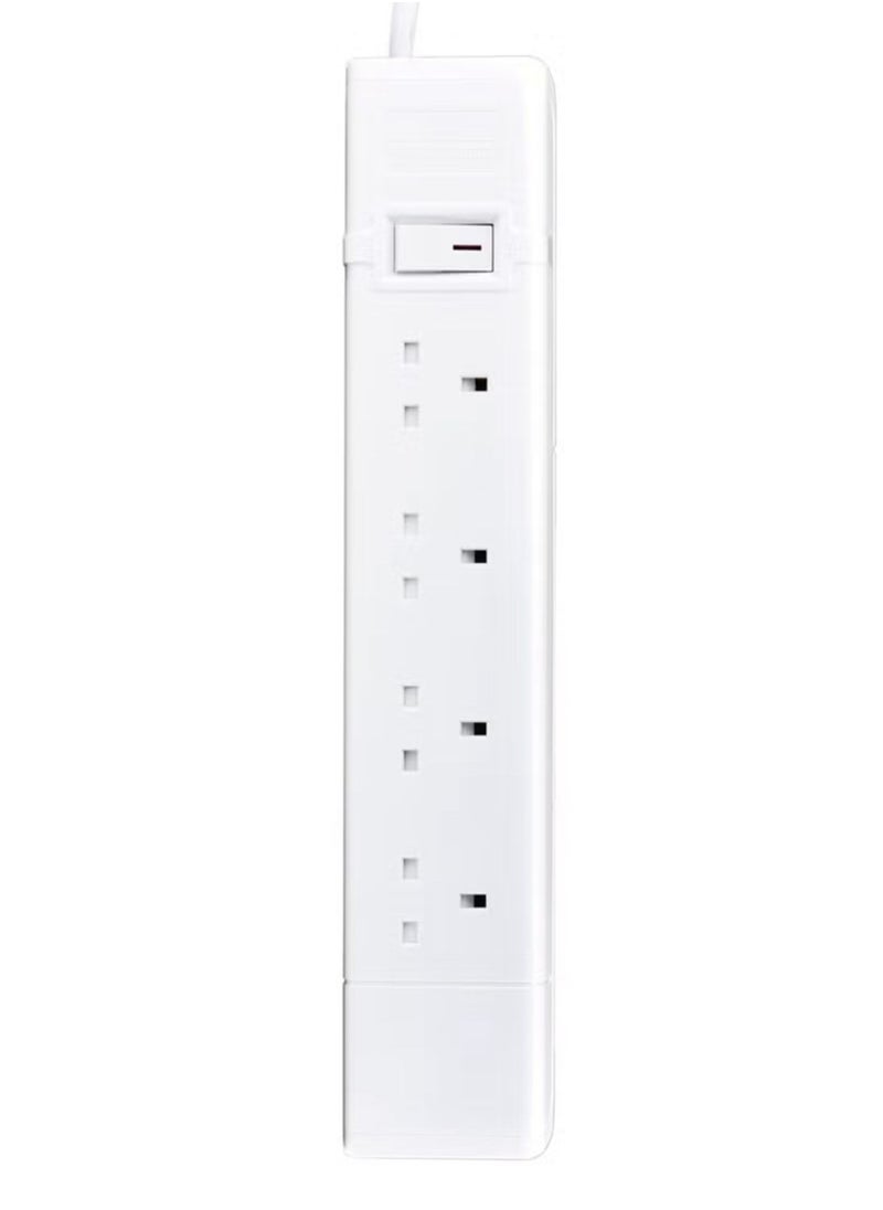 alfanar - 4-socket cord extension, 13 amp, white, 5 meters, white, 5 metres - Image 1