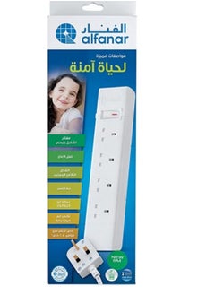 alfanar 4-socket cord extension, 13 amp, white, 5 meters, white, 5 metres  - Image 2