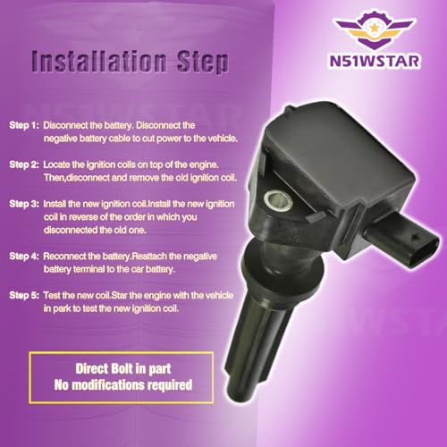 N51WSTAR Ignition Coil Packs Set Of 6 Compatible With Land Rover Discovery 4 5 LR4 Range Rover Range Rover Sports Velar FOR JAGUAR F-PACE XE XF XFL XJL 3.0T V6 306PS Replacement For UF730 LR035548 - Image 4