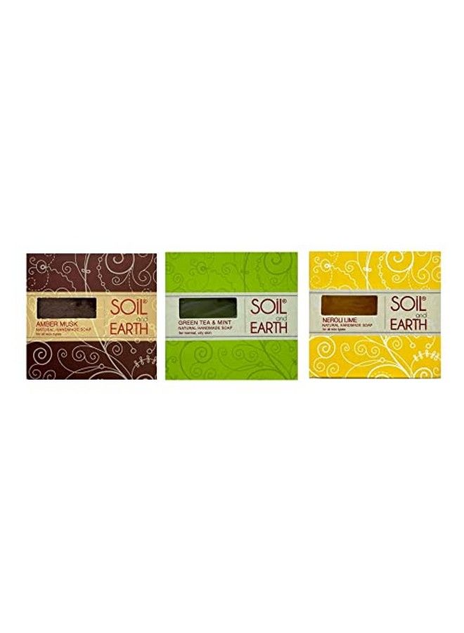 Soil And Earth Handmade Natural Coldpressed Soap Gift Box Neroli Green Tea Amber No Silicones & Parabens 3 X 125 Gm/ 4.4 Oz. - Image 1