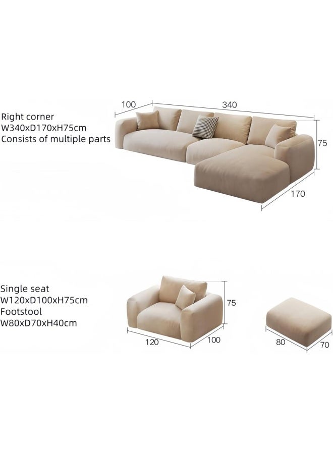 Comfynest Comfynest Fleece Fabric Multifunction Sofa Set - Overstuffed Design, Adjustable Armrests, Durable Wood Frame, Extra Padded Comfort, Modern Style Living Room Sofa Set (5, Right-Corner) - Image 2