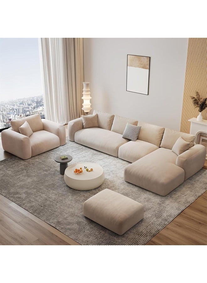 Comfynest Comfynest Fleece Fabric Multifunction Sofa Set - Overstuffed Design, Adjustable Armrests, Durable Wood Frame, Extra Padded Comfort, Modern Style Living Room Sofa Set (5, Right-Corner) - Image 1