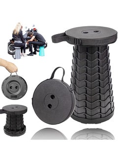 NAFEH Retractable Folding Stool Portable Retractable Stool Outdoor Safe Stable Folding 30x10x5cm Outdoor PP Folding Telescopic Stool Pure Black  - Image 5