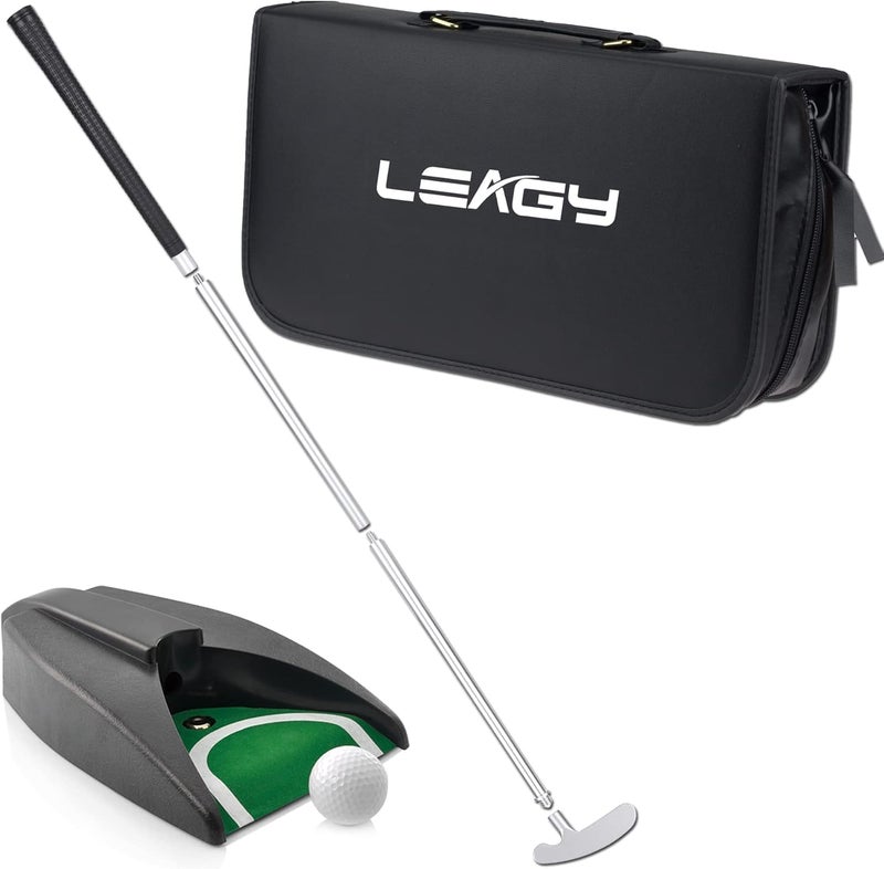 LEAGY Portable Golf Putter Travel Practice Putting Set with Case Indoor Outdoor Yard, Indoor Golf Games Set, Ball Return System Zink Alloy Putter Best Gift Executive Office Putter Set - Image 1