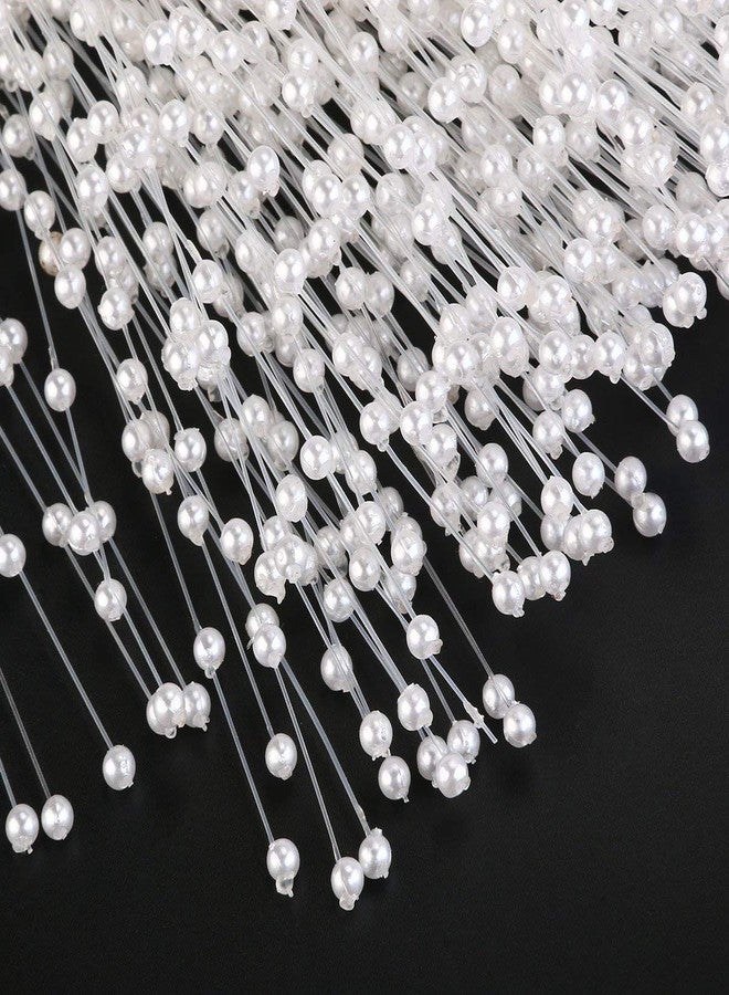 canjoyn 100 Stems Pearl Sticks Beading on Wire Stems for DIY Garland Bridal Wedding Pearl Bouquet Home Party Decor Craft (White) - Image 4