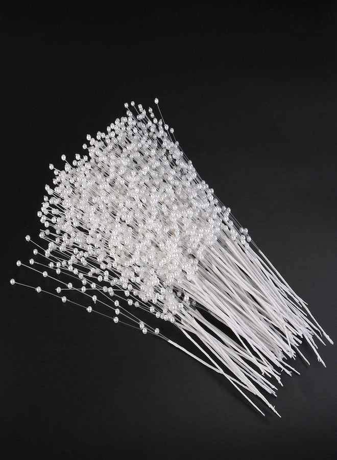 canjoyn 100 Stems Pearl Sticks Beading on Wire Stems for DIY Garland Bridal Wedding Pearl Bouquet Home Party Decor Craft (White) - Image 5