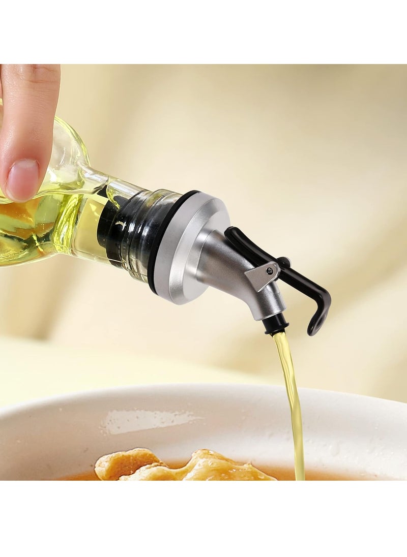 Bukela - 6 PCS Silver Oil Dispenser Spout, Olive Oil Dispenser Spout for Bottle Stopper Spout Cap Leakproof for Oil Vinegar Olive Oil Salad Wine Set - Image 1