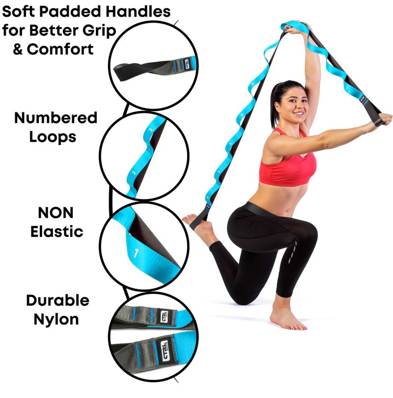 CTRL SPORTS Stretching Strap with Loops - Non Elastic Stretch Band for Physical Therapy, Yoga Strap for Stretching Equipment, Stretch Bands for Exercise and Flexibility - Fascia, Hamstring & Leg Stretcher Belt - Image 3